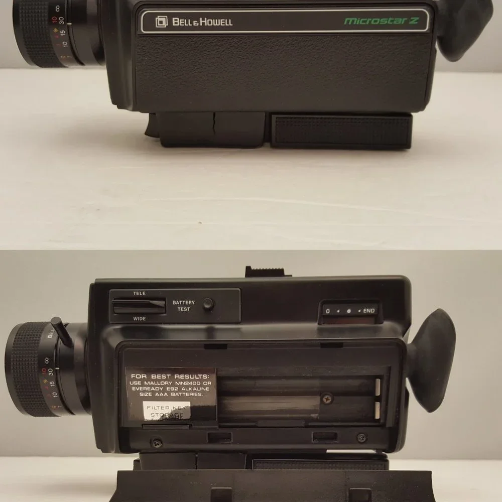 BELL & HOWELL 2230 microstar z XL Movie Camera w/ Kodachrome 40 Type A Cart